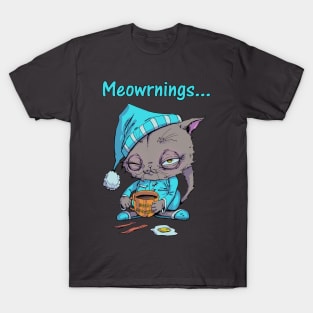 Cat Drinking Coffee and Eating Breakfast T-Shirt